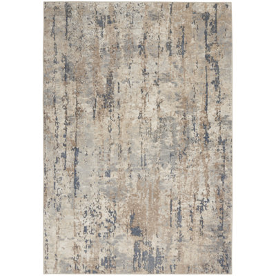 4' X 6' Beige Abstract Power Loom Non Skid Area Rug
