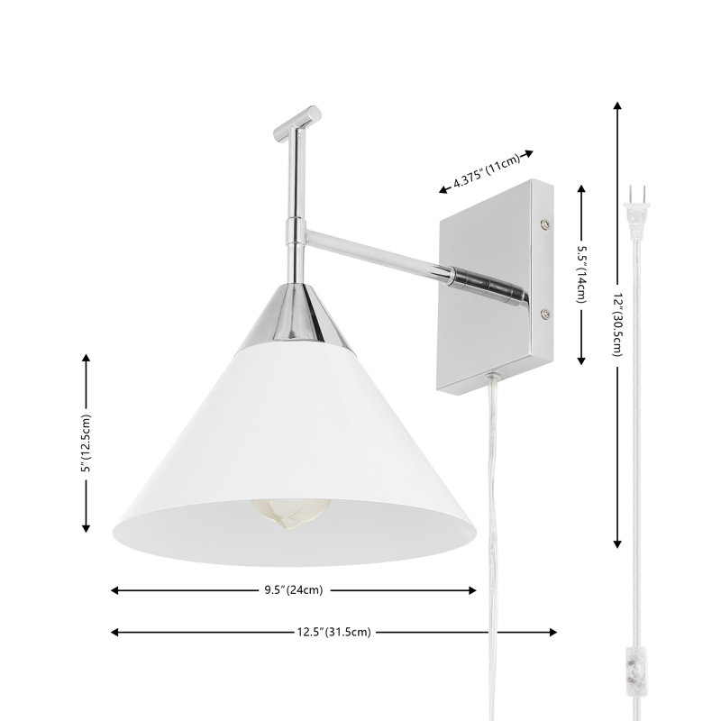 Cadyn Plug-in Armed Sconce, Chrome