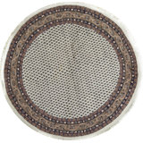 Hand-Knotted High-Quality Ivory and Beige Round Area Rug
