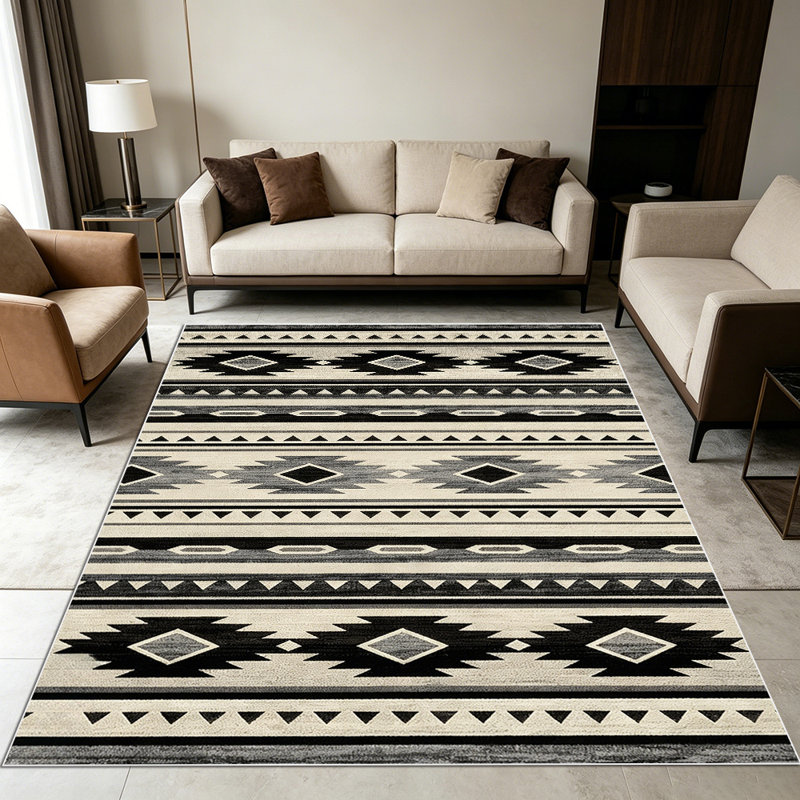 1PC Abstract Overlapping Geometric Circle Neutral Pink Brown Tone area rugs for Living Room, Soft and Comfortable, Suitable for all seasons, easy-to-maintain, machine washable Indoor floor mat, Under Table Farmhouse suitable for living room, dining
