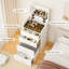 Coiffeuse 3 en 1 compacte, coiffeuse de chambre blanche avec tiroirs et beaucoup de rangement pour un grand bureau visible en verre