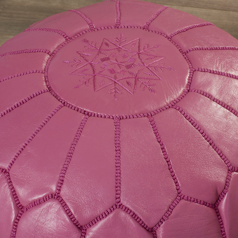 Repose-pieds en cuir marocain Cherise, Fuchsia