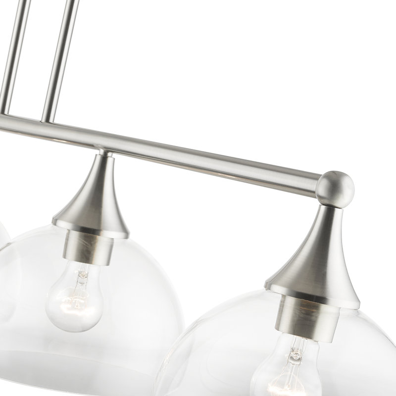 Lustre linéaire moderne à 4 lumières pour îlot de cuisine Gorsuch, Nickel brossé