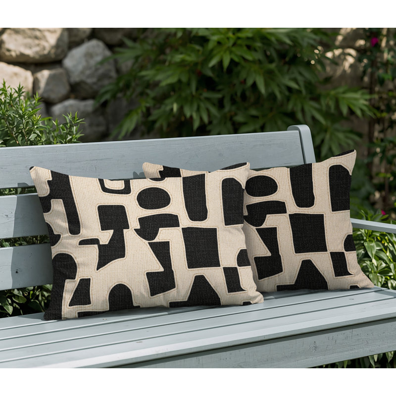 Coussin intérieur / extérieur réversible Jara, 20 po x 14 po, Noir