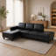 Canapé d'angle en L avec pouf et support à ressorts noués à la main