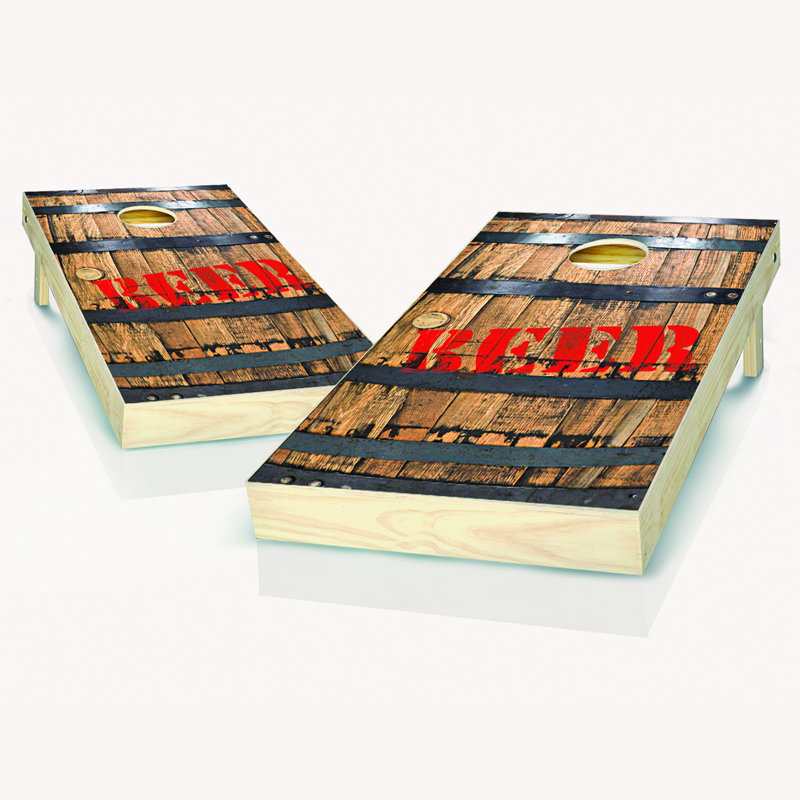 2' X 4' Beer Barrel Cornhole Set With Hole Lights
