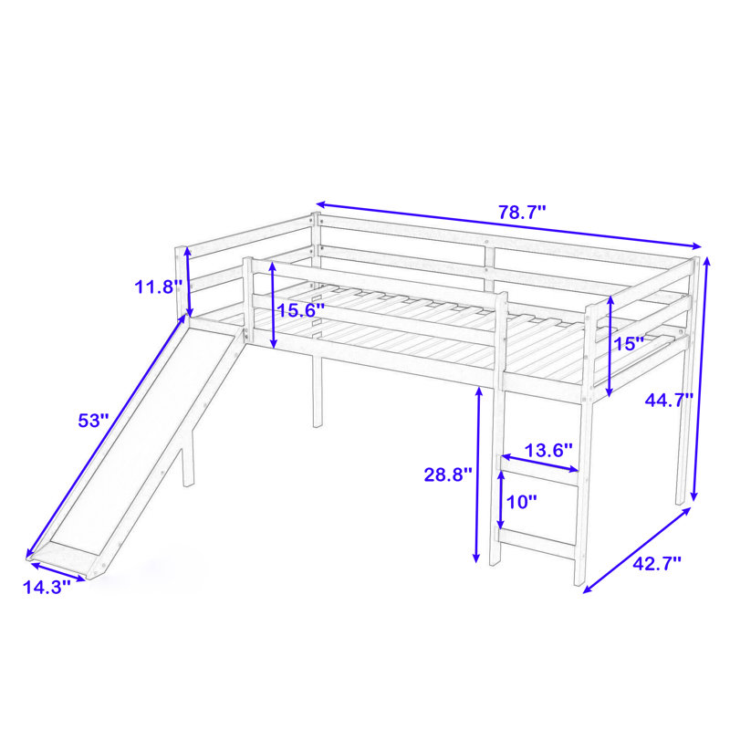 Lit mezzanine simple Giannetto par Harriet Bee, gris