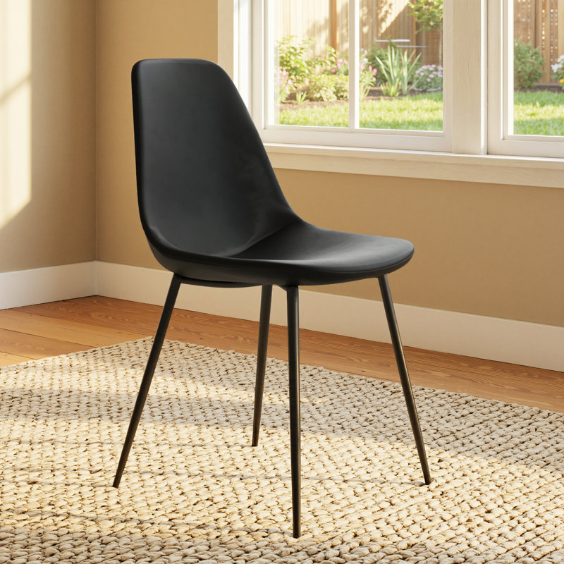 Chaise d'appoint en cuir Kody Vegan, Cuir vegan noir minuit