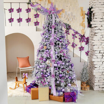 Ornements de boule de Noël pour décorations de Noël - 41 pièces d'arbre de Noël en forme de boule incassable rose avec boucle suspendue pour les fêtes et la décoration de fête