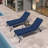 2pcs Set Outdoor Lounge Chair Cushion Replacement Patio Funiture Seat Cushion Chaise Lounge Cushion-Navy Blue