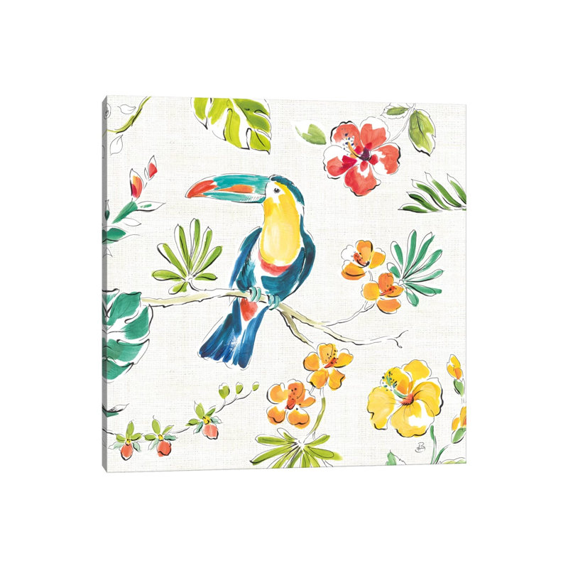 Tropical Oasis, White V 1 Piece Wrapped Canvas Painting, 45.72cm H x 45.72cm W x 1.91cm D
