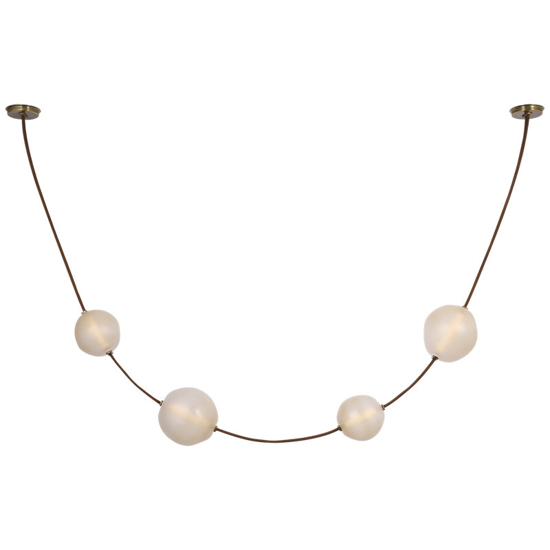 Anne-Marie Barton Dune Belted Light with Fizzy Nude Glass, Russet Suede/Mottled Brass