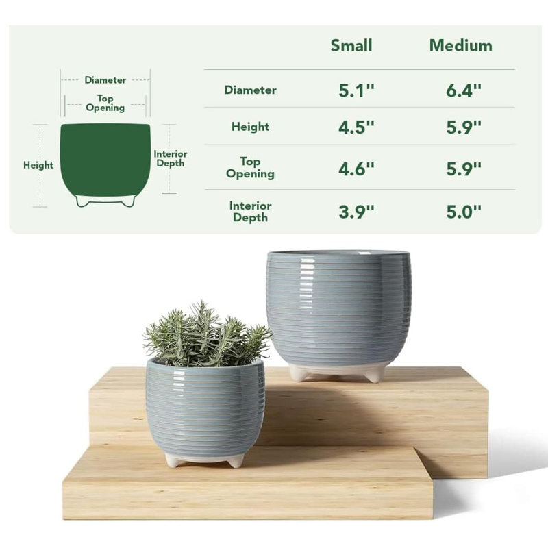Ceramic Pot Planter, Light Blue