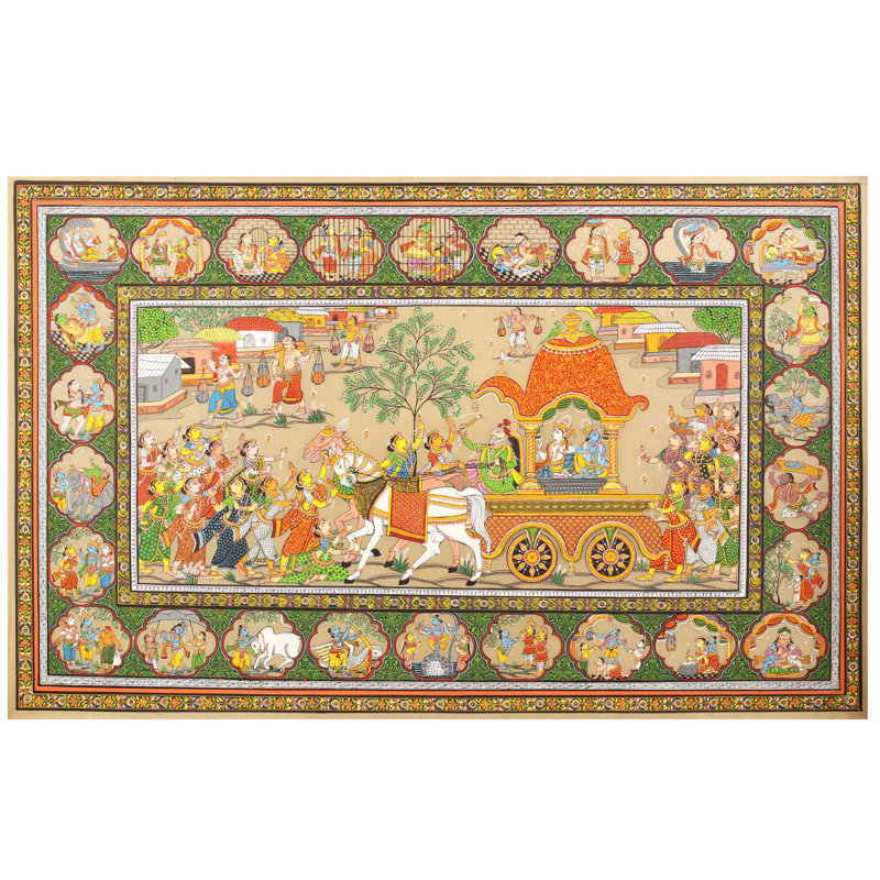 Mathura Vijaya - Patachitra | Peinture de Patta sur soie de tussar