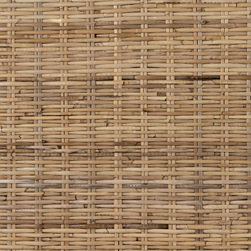 Full Beige Wicker Rattan Headboard with Handwoven Design