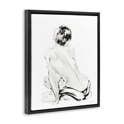 Abstract Nude Portrait Framed Floater Canvas Wall Art by Stella Chang