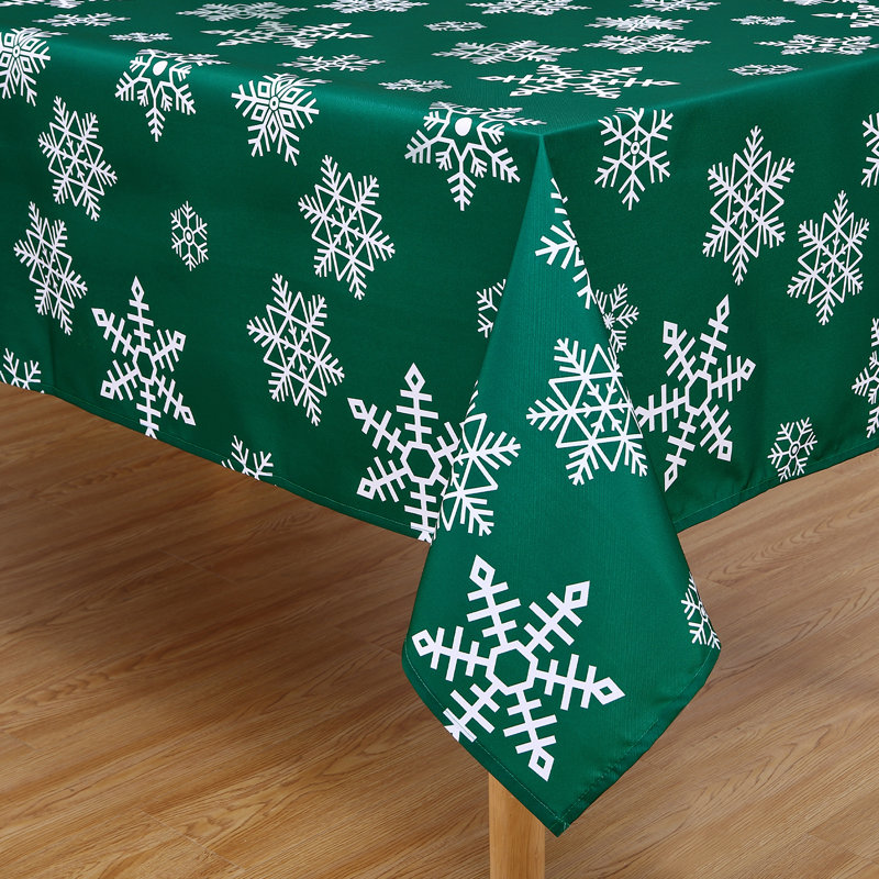 Snowflake Print Tablecloth in 180GSM Oxford Polyester | Waterproof Wipeable Festive Cover for Dining Room, Kitchen & Holiday Parties