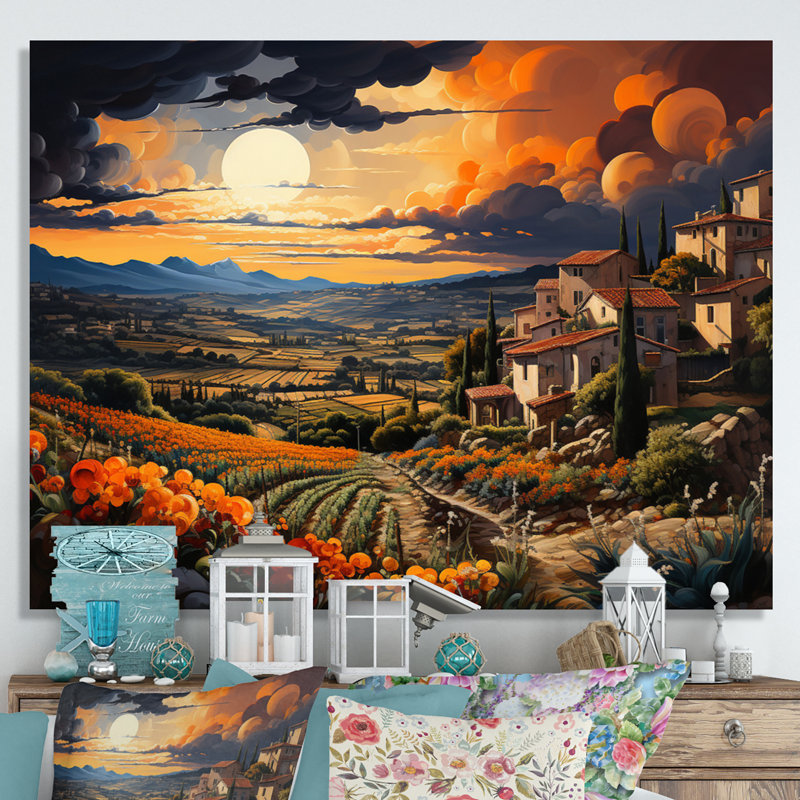 Impression sur toile, "French Vineyard Symphony II", H 30 po x l 40 po, Toile tendue