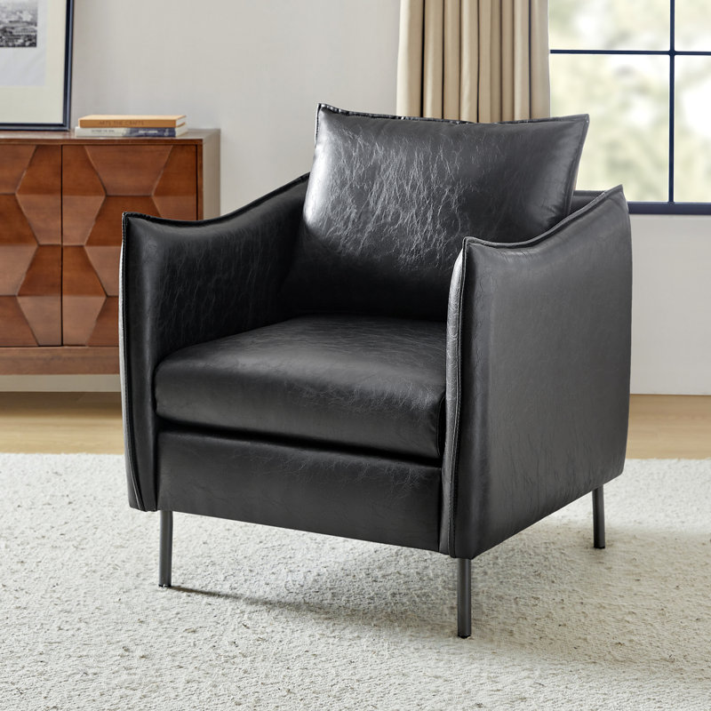 Fauteuil Paolo, Similicuir grainé noir