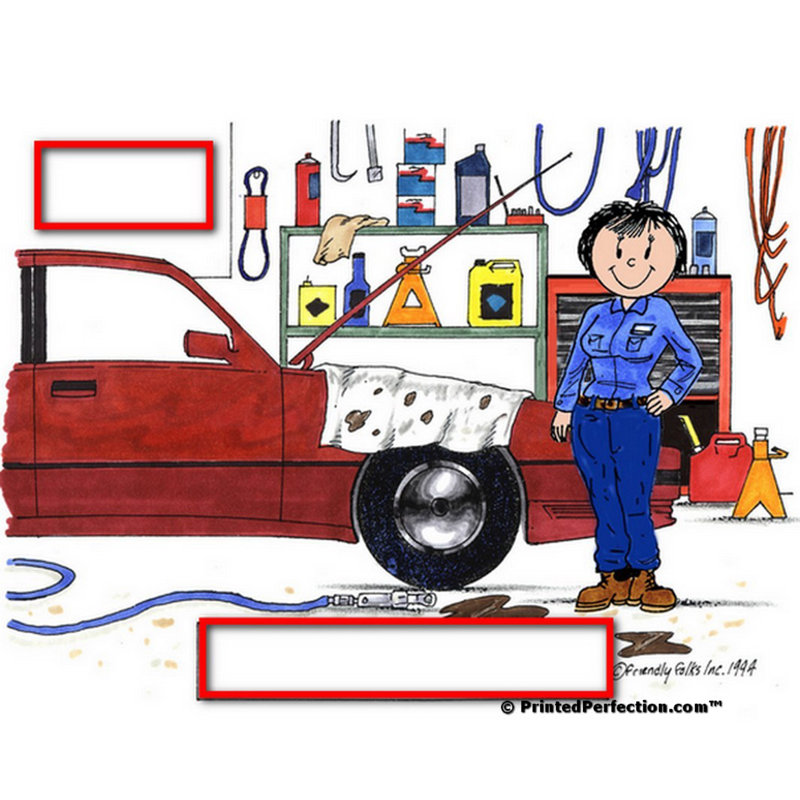 Personalized Friendly Folks Auto Mechanic - Female Rhinestone Bordered Key Chain, Yes