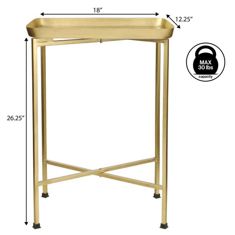 Table basse avec plateau rectangulaire en verre et métal doré mat 26,5 po Sterling Modern, Doré