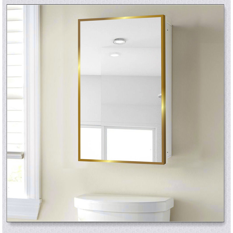 Armoire à pharmacie blanche avec miroir 16 x 28 pouces avec cadre en métal, durable et élégante pour une installation murale ou encastrée