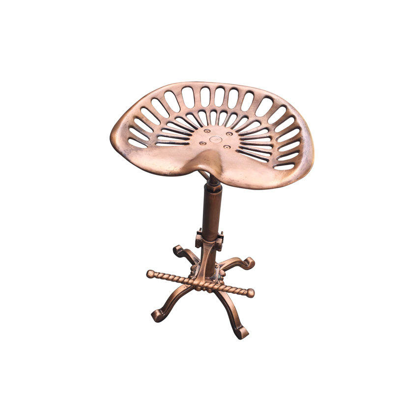 Sublette Swivel Adjustable Height Counter Stool with Metal Frame, Antique Copper
