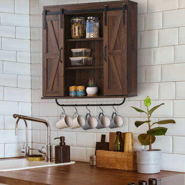 Kajus Wall Bathroom Cabinet Gracie Oaks Finish: Dark Rustic Brown