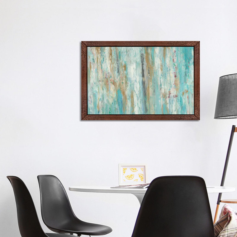 Stream Of Teal by Blakely Bering - Painting on Canvas, Brown Framed, 152.5 cm H x 101.5 cm W