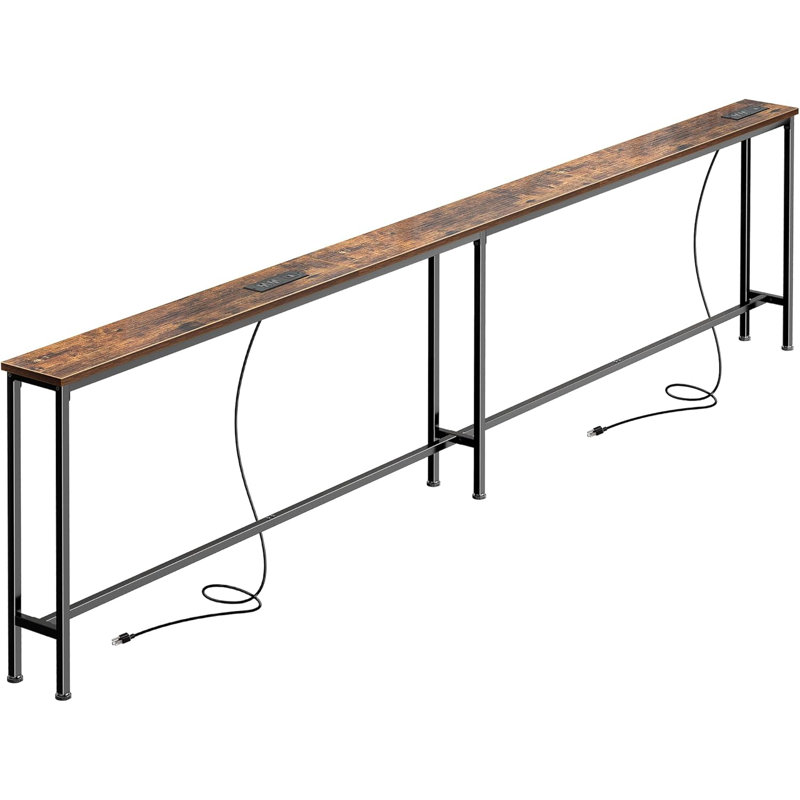 Table de canapé 102 pouces avec 2 prises de courant et ports USB-C, H 29,7 po x l 102 po x P 6 po