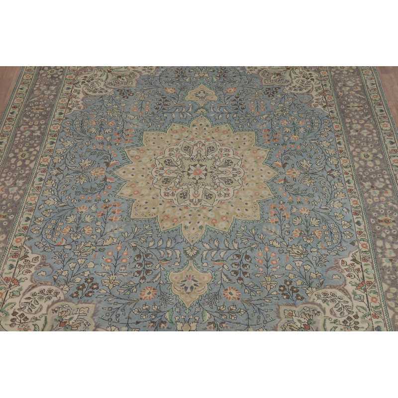 Tapis traditionnel floral bleu clair 10 x 12