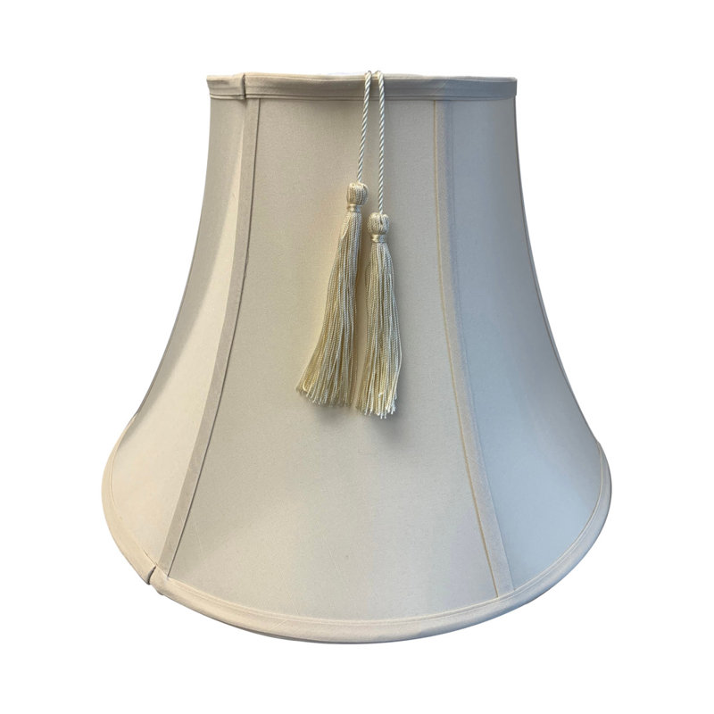 Eggshell Linen Bell Lamp Shade with Tassels, 12" Height