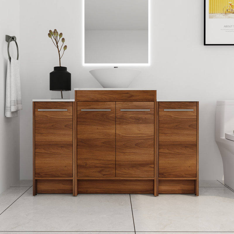 Meuble-lavabo autoportant avec comptoir en céramique Darico