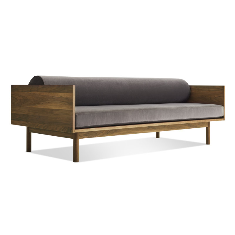 Souvenir 87'' Upholstered Sofa, Walnut, Storm Velvet Velvet