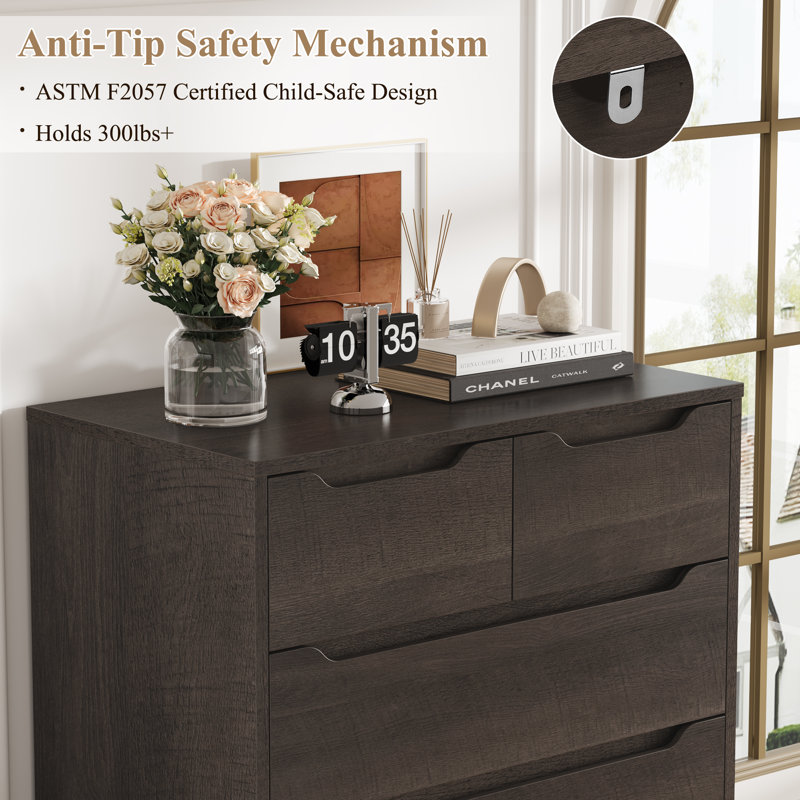 7 Drawers Dresser, Dark Brown