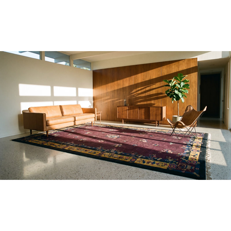 Hand Knotted Wool Area Rug in Purple