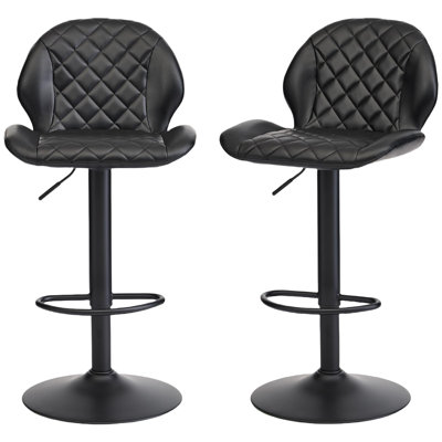 Adjustable Swivel 24"-33" Height Rhombus Faux Leather Bar Stools with Back for Kitchen Island
