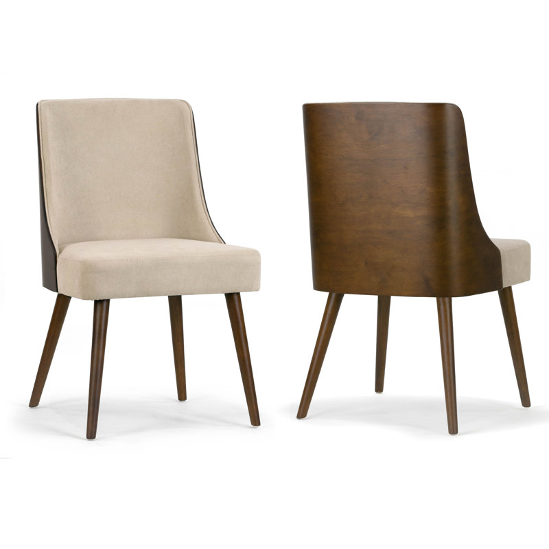 Dancy 19.09'' H Upholstered Side Chair, Walnut Frame/Beige Seat