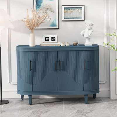 Modern Curved Sideboard 47.2-Inch Decorative Storage Cabinet Wooden Console
