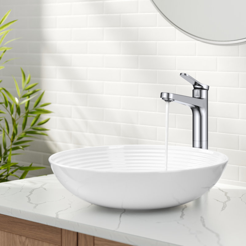 KRAUS Indy Bathroom Faucet For Vessel Sink In Spot-Free With Single Handle, Pop Up Drain And Supply Lines, Chrome