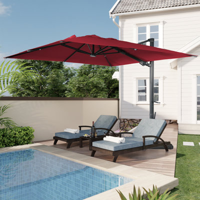 Parasol rectangulaire en porte-à-faux avec leviers à manivelle inclus 118,11 po x 118,11 po Slovin