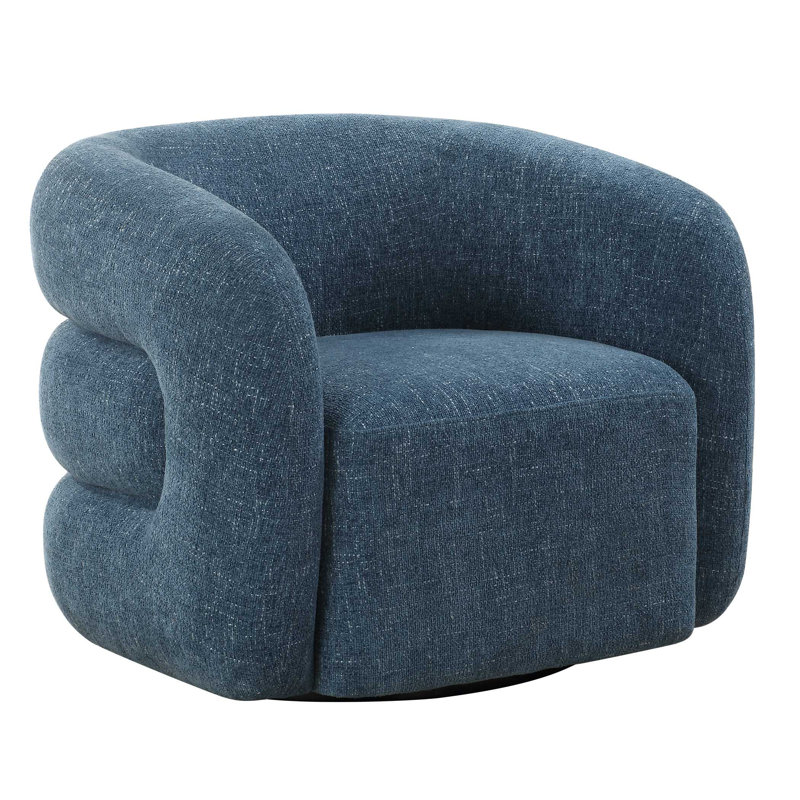  Junie Blue Swivel Barrel Chair