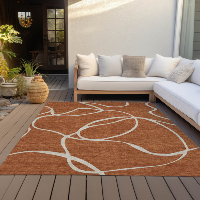 Tapis orange lavable intérieur / extérieur Mirelle , 3 pi x 5 pi