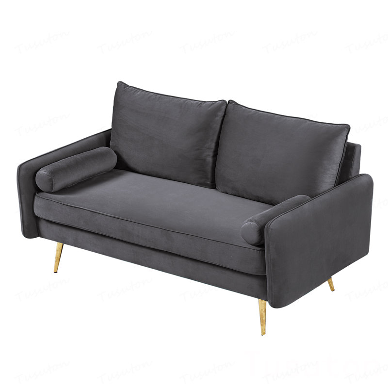 Canapé 2 places en velours Modern, Velours gris