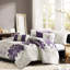 Housse de couette 6 pièces pour lit double / grand, coton à imprimé floral et 2 taies décoratives, 3 coussins décoratifs, fermeture à boutons, attaches de coin intérieures, broderie gracieuse, literie lavable, gris / pêche, taupe-118754027-118754028
