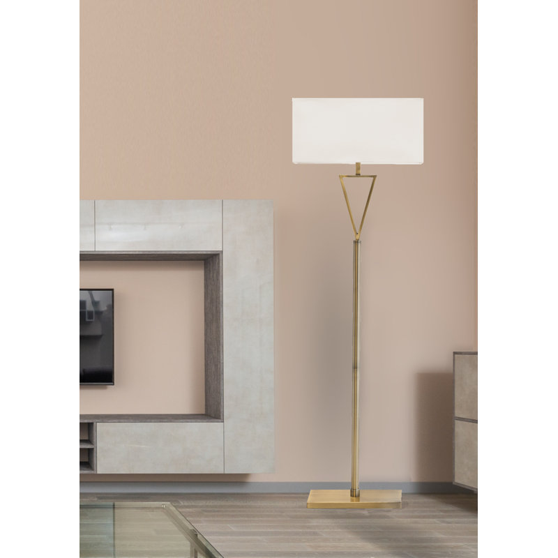 Sevastian 157cm Rectangle Slimline Floor Lamp, Polished, Ivory/White