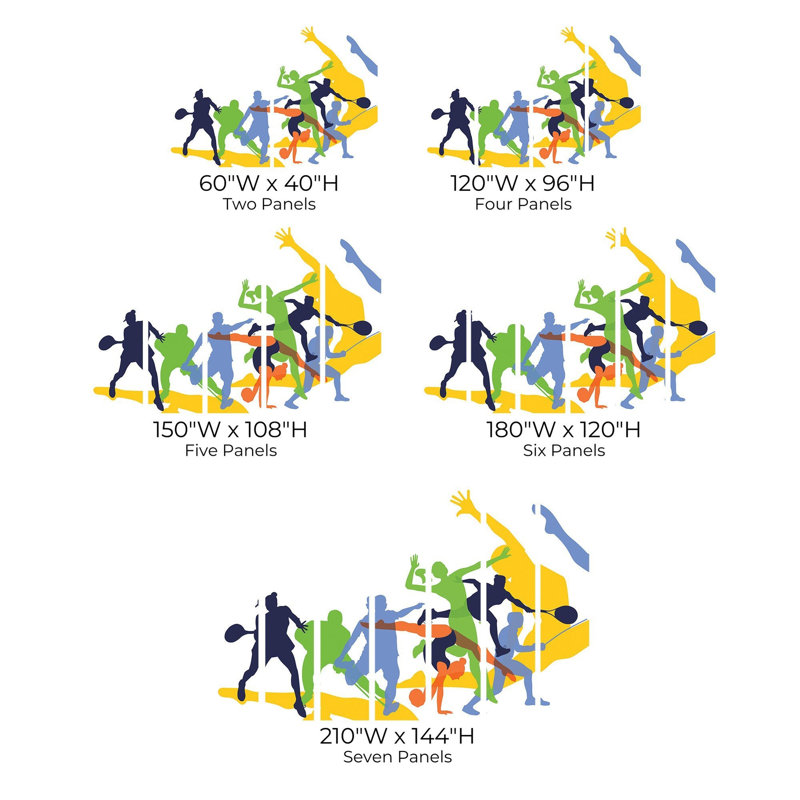 Papier peint de qualité supérieure - Silhouettes de sports dynamiques, L 40 po x l 60 po