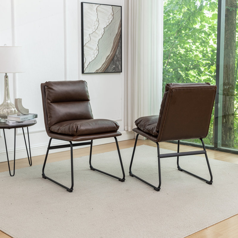 Chaises contemporaines rembourrées, ensemble de 2, Marron antique