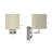 LED Wall Sconce, Rectangular Design with E26 Bulb, Brushed Nickel Finish, USB Port & Fabric Shade, Easy Installation
