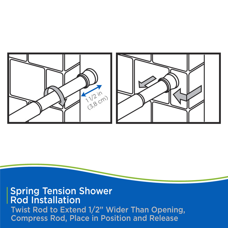 White Adjustable Steel Spring Tension Shower Rod, 24-38 Inches